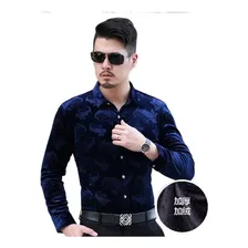 Camisa De Terciopelo Para Hombre Playera De Vestir De Terci