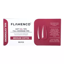 Tips Soft Gel Coffin Medio Flamenco 100 Pcs