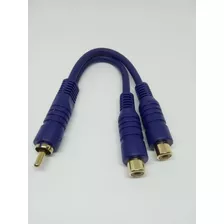 Cable En Y 1 Rca Macho A 2 Rca Hembra Azul