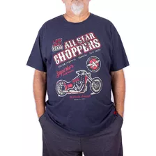 Camiseta Plus Size Masculina Moto Chopper Marinho X5 X6