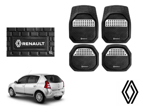 Tapetes 3d Logo Renault + Cubre Volante Sandero 2008 A 2013 Foto 2