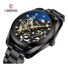 Relógio Mecânico Masculino Chenxi Cx-8811 Com Fundo Da Fase Da Lua, Cor Preta