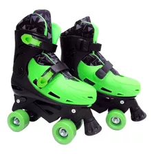 Patins Roller Masculino Ajustável Verde E Preto - Dm Toys