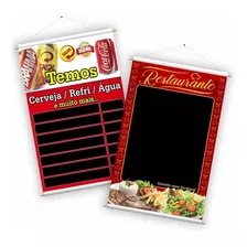 Banner Para Restaurante Pronto 45x70cm Cardápio Bebidas 2un