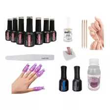 Kit Esmaltes Semipermanente Removedor Uv/led Base Top Lima