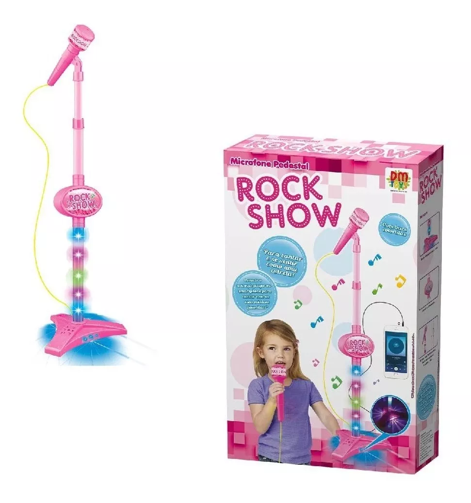 Brinquedo Microfone Infantil Rosa Som E Entrada Mp3 - 5898