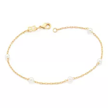 Pulseira 20 Cm Rommanel Feminino Joias Fio Ouro 18k Pérolas