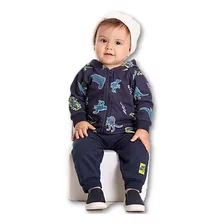 Conjunto Bebe Jaqueta Capuz Calça Moletom Pimentinha Dino