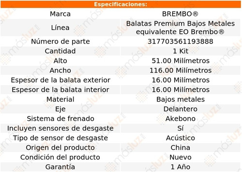 Balatas Bajos Metales Delanteras Mr2 Spyder 2000/2005 Brembo Foto 4