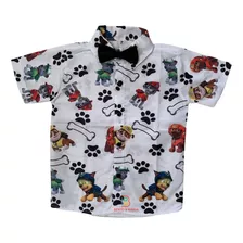 Camisa Infantil Temática Patrulha Canina + Brinde Gravata