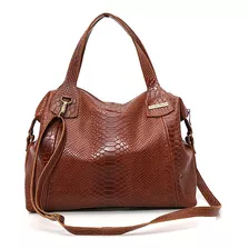 Bolsa Feminina Grande Couro Legitimo Croco 2 Alças 