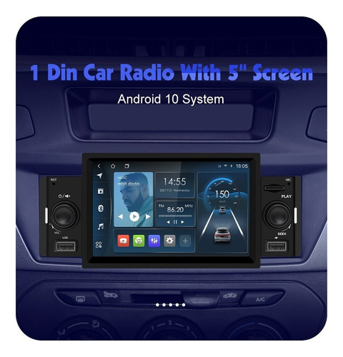 1 Din Auto Estreo Universal Radio Android 10 Carplay Wifi Foto 2