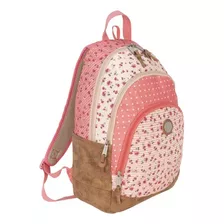 Mochilas Xtrem Rosa Con Flores Grande Bolsillos Victory