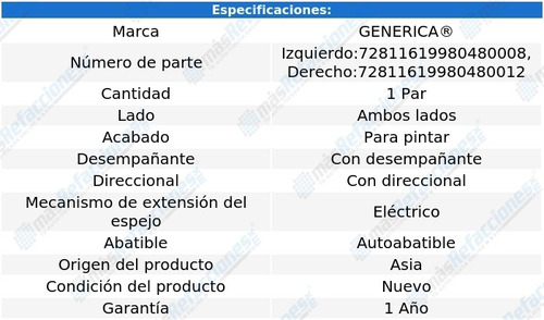 Par De Espejos Elect Land Cruiser De 2016 A 2019 Genrica Foto 2