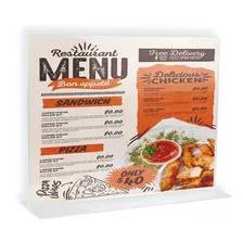 Porta Menu Doble Restaurant Publicidad Horizontal Pack 10