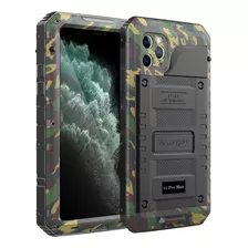 Funda Para iPhone 11 Pro Max Camuflaje Metal Impermeable