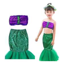 Pequena Sereia Ariel Fantasia Vestido Cauda Princesa Disney