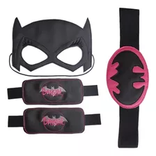 Máscara Batgirl Com Braceletes E Cinto