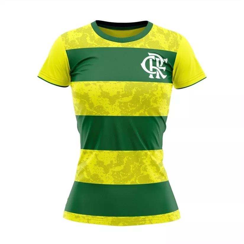 Camisa Brasil Flamengo Feminina Borari Baby Look Torcedora