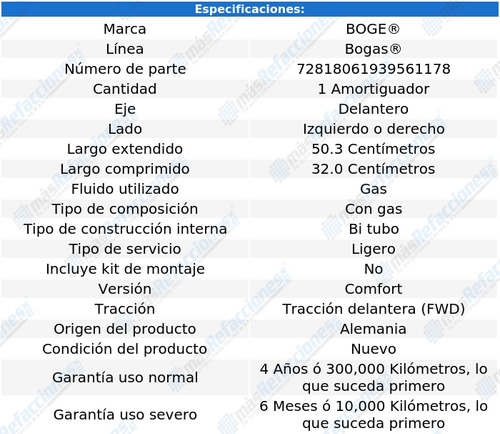 1 Amortiguador Gas Izq/der Del Megane L4 1.6l 08 Al 10 Boge Foto 2