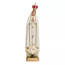 Nossa Senhora De Fátima 43cm - Resina Olhos De Vidro Coroa