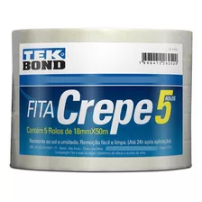 5 Rolos Fita Crepe Uso Geral 18mmx50m - Tekbond