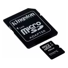 Memoria Micro Sd Hc Kingston 16gb + Adaptador Sd Clase 10