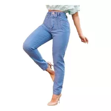 Calça Jeans Mom Color Detalhe Pence Frontal Roupa Feminina