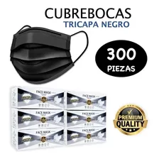 Cubrebocas Tricapa Termosellado Negro 300 Piezas