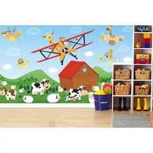 Adesivo Infantil Painel Zoo Animais Safari Fazendinha 25