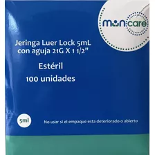 Jeringa Luer Lock 5ml C/aguja 21g X 1 1/2 Muncare X100 Uni