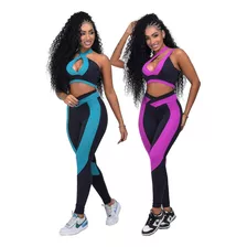 Kit 2 Conjunto Feminino Academia Poliamida Fitness Top Bojo