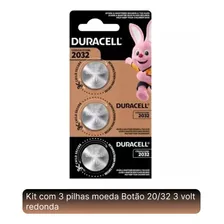 03 - Pilhas Cr 2032 Duracell 3v Alcalina Bateria Moeda 