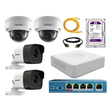 Camara De Seguridad Ip Full Hd Kit 4 Hikvision Disco 1tb Wd