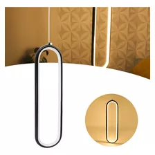 Luminária Pendente Teto Lustre Slim Led Anel Oval Preto 8018