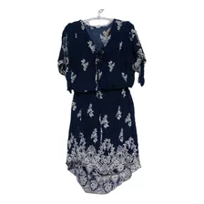 Vestido Corto Casual Azul Estampado M