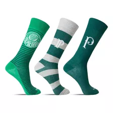 Kit 3 Pares Meia Masculina Casual Oficial Clube Palmeiras