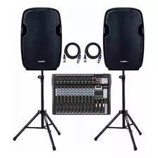 Kit Som Igreja Bar Caixa Ativa 15 Ksr K815 + Mesa 12 + Tripe