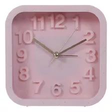 Reloj Cuadrado De Mesa Fucsia De 13.2 X 5.2 X 13.2 Cm