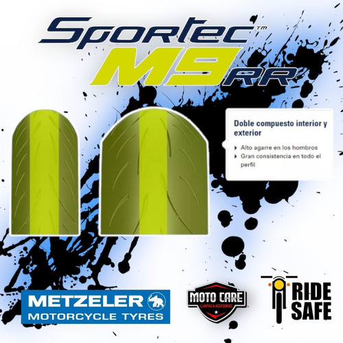 Set Llanta Premium 110/70-17 150/60-17 Sportec Metzeler M9rr Foto 6