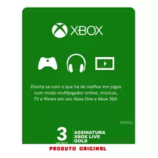 Xbox Live Gold 3 Meses - Xbox One / 360 / Series