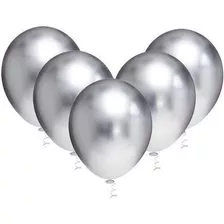 Balão Bexiga Alumínio Metalizado Prata Pequeno 25 Unid N5