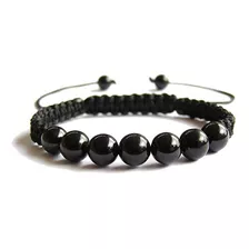 Pulsera Piedra Natural Turmalina Negra Macrame 