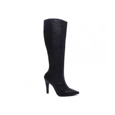 Bota Feminina Cano Longo Napa Croco Preto Ref.: 65044a