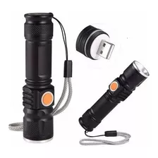 Linterna Led Con Zoom Recargable Puerto Usb Con Alto Alcance