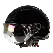 Capacete Kraft Plus Vintage Semi Revestido Old School Preto