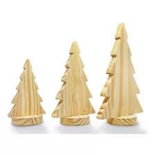 Kit 3 Arvores De Natal Madeira Pinus