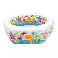 Piscina Inflable Hexagonal Intex Ocean Reef 56493 Acuario 510l Multicolor Caja