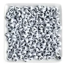 1000 Miçangas Alfabeto Letras Preto E Branco Pulseiras Bijus