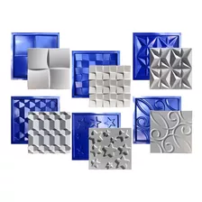 Conjunto 6 Formas 3d Gesso E Cimento Abs Azul Envio Imediato